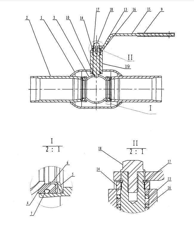 全焊接式球閥結(jié)構(gòu)示意圖